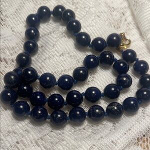 Elegant Blue Lapis Lazuli Beaded Necklace